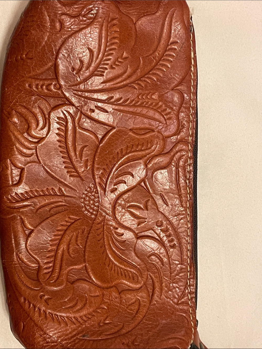 Patricia Nash Italian Tooled Leather Purse Clutch Wristlet Make Up Bag - Picture 11 of 13